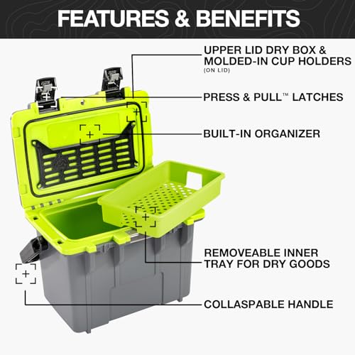 Pelican 14 Quart Personal Cooler - Cement/White, Compact Portable Insulated Ice Chest