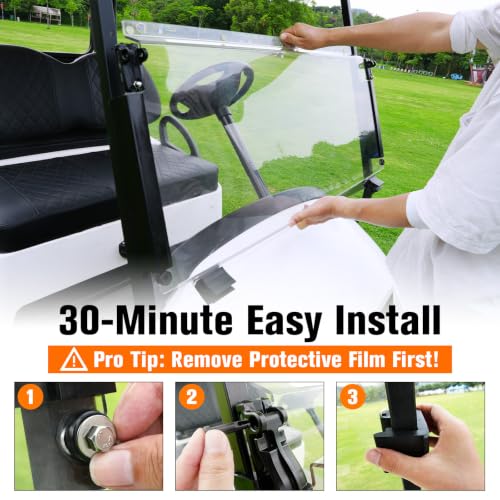 Clear Golf Cart Windshield for Club Car Precedent & Onward 2004+ - Foldable Impact-Resistant Polycarbonate