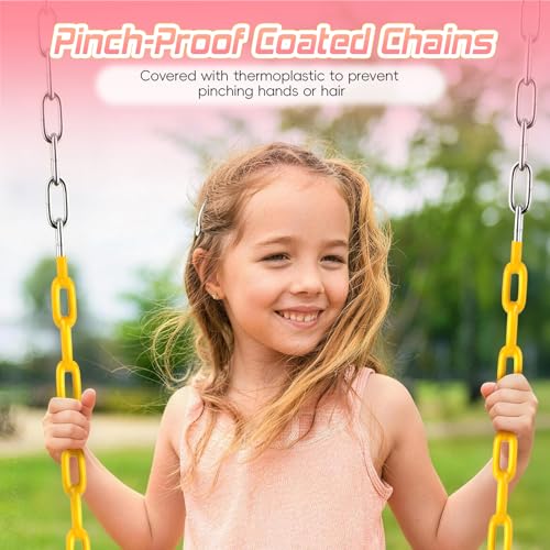 Pink Heavy Duty Kids Swing Seat with 66-Inch Chains & Safety Hooks