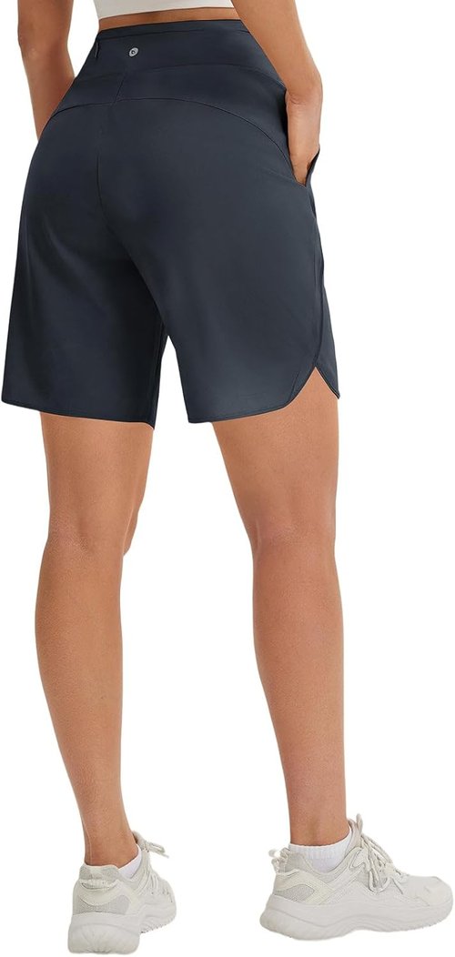 Baleaf Women's Athletic Bermuda Shorts - Quick Dry, High Waisted, Knee Length with Pockets, UPF 50+