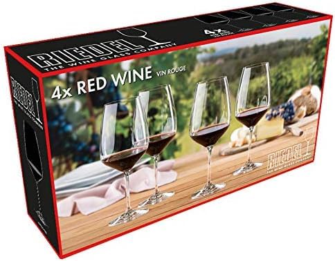 Red Wine Glass Set - 4 Crystal Stemware for Cabernet - Dishwasher Safe