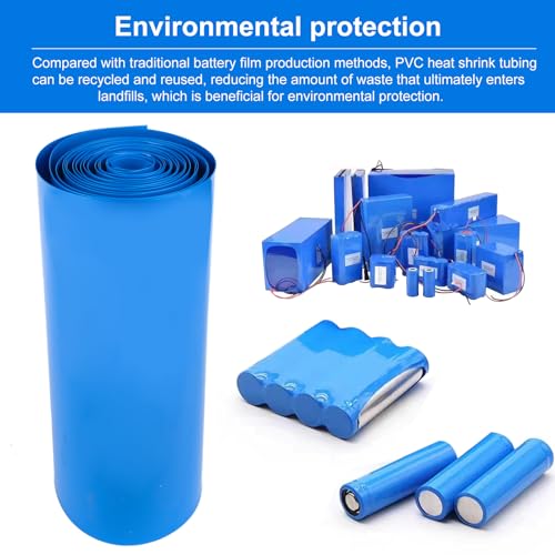 PVC Heat Shrink Wrap Tube for Lithium Batteries 200mm x 9.9ft Blue