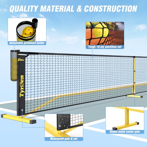 Portable Pickleball Net with Court Markers & Ball Collector - 22ft & 11ft Sizes, Carry Bag, Outdoor & Backyard Use - Variation of Pickleball Net with Court Markers