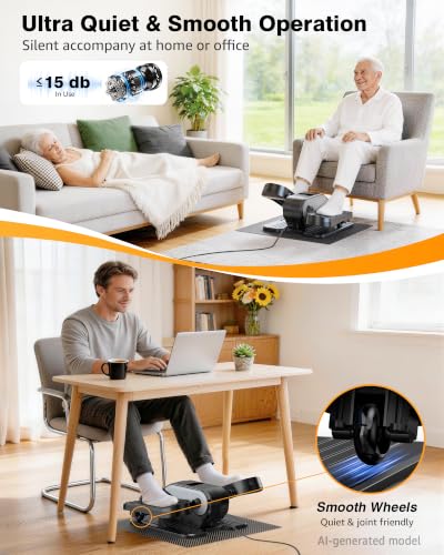 Under Desk Elliptical Mini Exercise Bike for Seniors - Black
