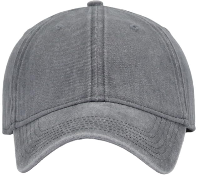 Vintage Washed Cotton Baseball Cap - Adjustable Unstructured Dad Hat Grey, M/L/XL, For Men & Women