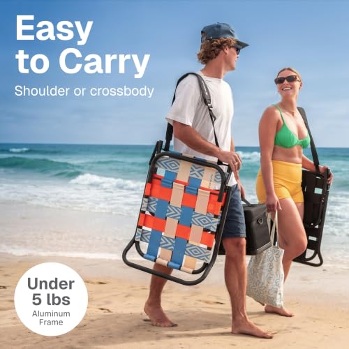 GoSports Outdoors Baja Low Profile Folding Beach Chair - Lightweight, Portable with Shoulder Strap