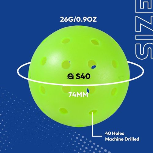 A11N S40 Outdoor Pickleball Balls- USAPA Approved, 6-Pack, Neon Green