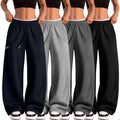 Women's Wide Leg Baggy Sweatpants with Pockets - Medium Navy Blue Gray Black