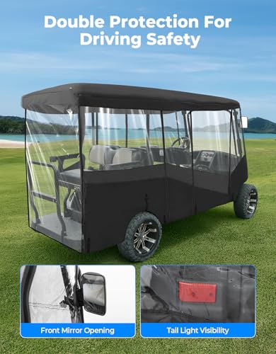 KEMIMOTO 6-Passenger Golf Cart Enclosure Rain Cover with Roll-Up Windows - Fits 119”L