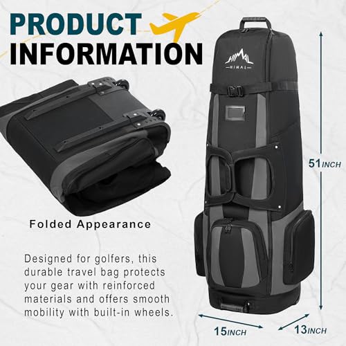 uniHimal Soft-Sided Golf Travel Bag with Wheels - Black-Gray, 900D Oxford