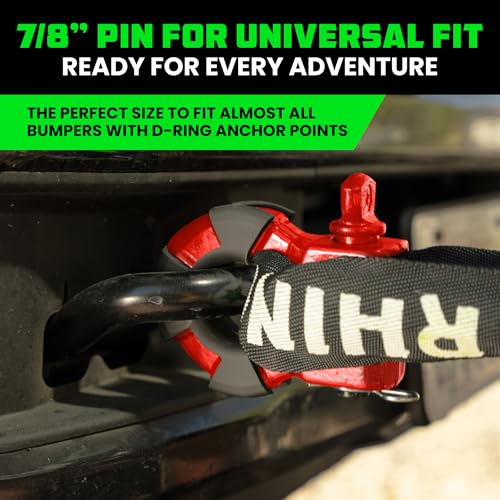 Red Heavy-Duty Shackles 70,548lb Break Strength - Rhino USA Super D Ring 2-Pack
