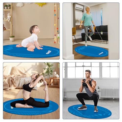 Jump Rope Mat Outdoor Indoor Oval 52x36 Inch Non-Slip Fitness Exercise Mat - Navy