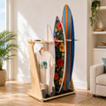 Leinuosen 4-Board Surfboard Rack Stand - Vertical Wood Storage for Longboards & Shortboards