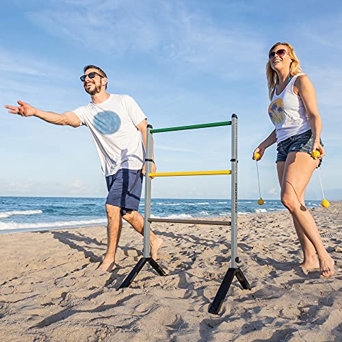 EastPoint Sports Gater Ladderball Set with Steel Ladders & Bolos - Outdoor Yard Game Grey/Yellow