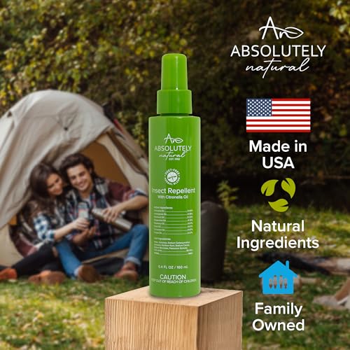 Absolutely Natural Mosquito Repellent with Citronella - 5.4 Fl Oz, DEET-Free Outdoor Bug Spray