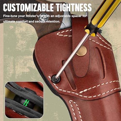 Premium Leather Revolver Holster for Ruger GP100 & Smith & Wesson Models, Ambidextrous, Adjustable Fit