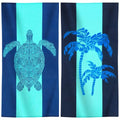 Oversized Beach Towel Set 36x72 Navy Turtle Palm Tree 2 Pack - Soft Travel Essentials