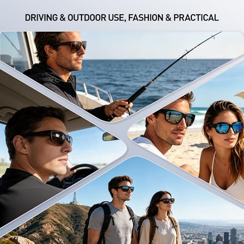 FEOSTCN Blue Polarized Glass Sunglasses UV400 Anti-Scratch Unisex