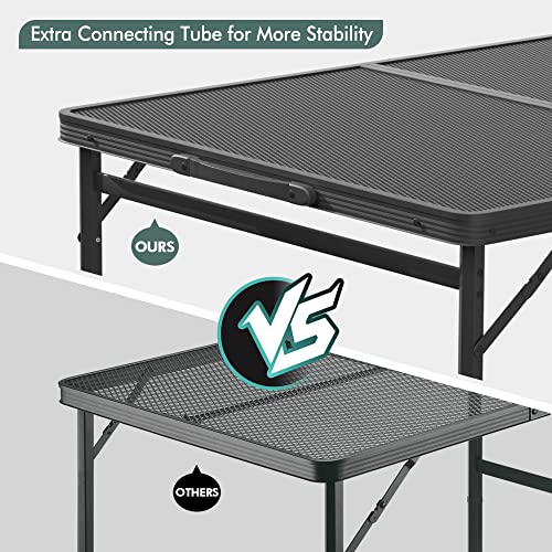 Villey 3ft Folding Camping Table with Adjustable Legs - Black Aluminum Grill Table