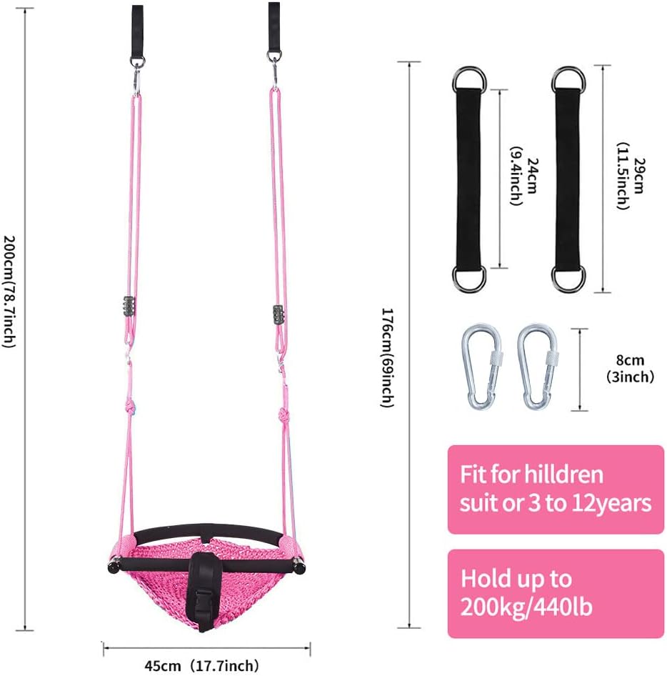 Skiennix 2-in-1 Toddler Swing - Adjustable Heavy-Duty Seat for Indoor/Outdoor Use | Pink