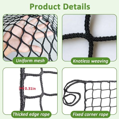 KAERYHET 4.9x32.8ft Heavy Duty Safety Rope Net Kids Pet Balcony Railing Protection
