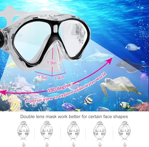 Kids Snorkel Mask Set with Dry Top Snorkel - Panoramic View, Anti-Fog, Leak-Free