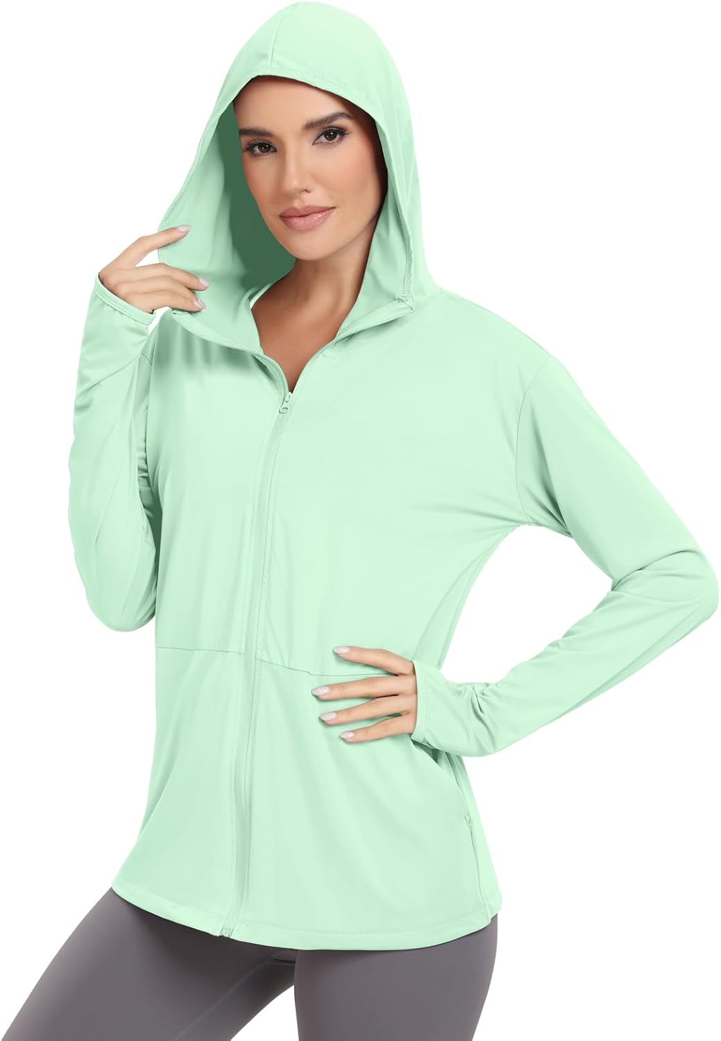 VUTRU Women's UPF 50+ Sun Protection Hoodie - Lightweight Long Sleeve UV Jacket with Pocket