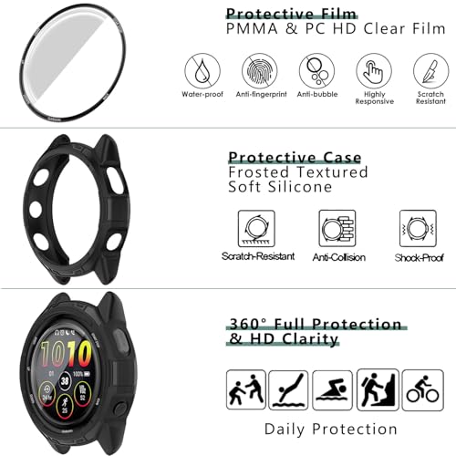 Smartwatch Screen Protector Case for Garmin Forerunner 265 46MM - 1 Pack with 4 Screen Films