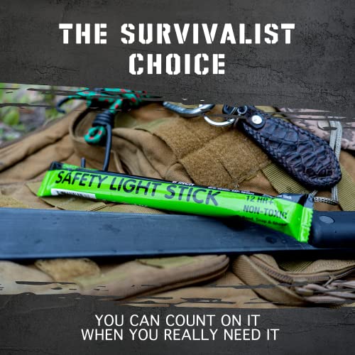 Green Emergency Glow Sticks 12 Hour Duration - 100 Pack, Industrial Grade Survival Lights for Camping, Power Outages, and Safety - Variation: Green