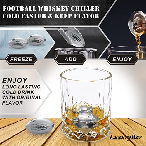 LuxuryBar Football Whiskey Decanter Set with Spout & 4 Chillers - Variation: THIS listing