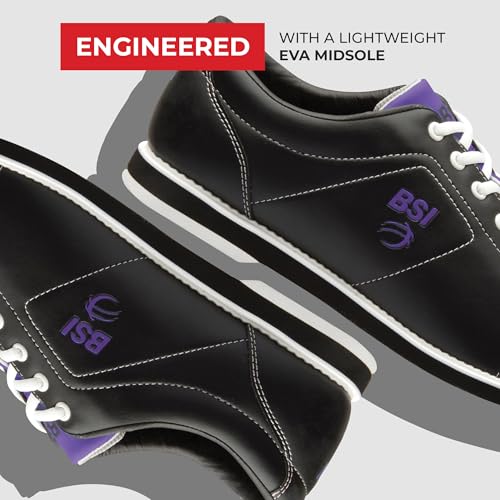 Women's Classic Bowling Shoes - Purple & Black, Size 10, Lightweight & Cushioned Support