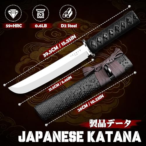 8.4 Inch Purple Dragon Japanese Fixed Blade Knife with Wooden Sheath - Samurai Knife