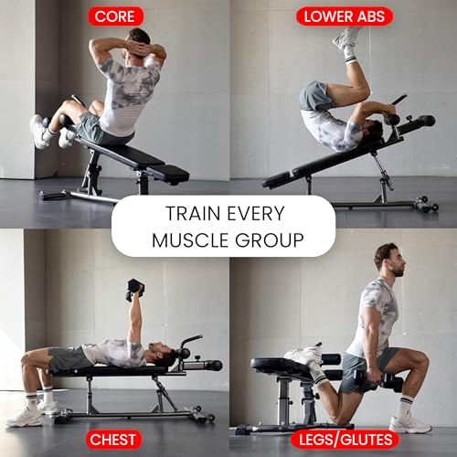 FF Finer Form Black Semi-Commercial Decline & Flat Weight Bench for Home Gym