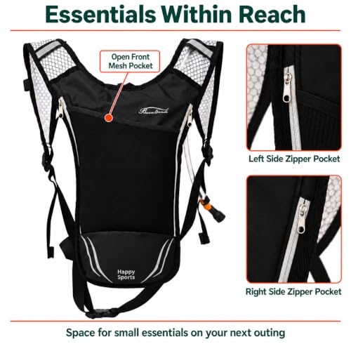 Black with Grey Zipper Hydration Pack 2L Water Bladder for Outdoor Sports