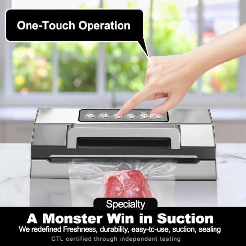 LIWUNON Stainless Steel Vacuum Sealer for Food - Automatic & Heavy Duty
