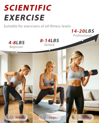 Ragebby Adjustable Dumbbell Set 20LB (10LB Pair) Black for Home Workout