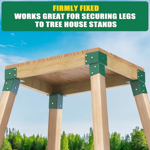Green Heavy Duty Deer Stand Brackets 4 Pack - Compound Angle Mounts for Outdoor Platforms