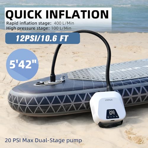 CYCPLUS Smart SUP Air Pump White, 20 PSI, 38.48Wh Battery, Inflation & Deflation
