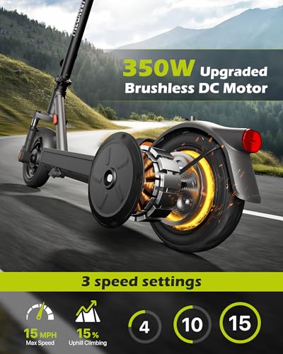 Electric Scooter for Adults with Suspension - Black & Orange, 8.5/10in Tires, 15MPH, 19 Miles Range, Foldable Commuter E-Scooter