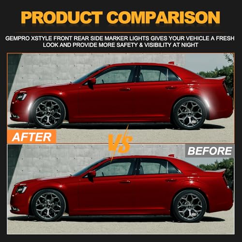 Gempro Xstyle LED Side Marker Lights for Chrysler 300 White Clear - Front & Rear Bumper Signal Lamps
