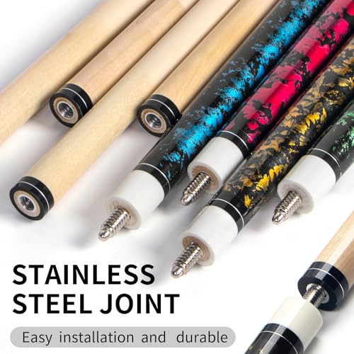 LOTKEY 4-Piece Billiard Cue Set - 58'' Canadian Maple Pool Cues for Beginners