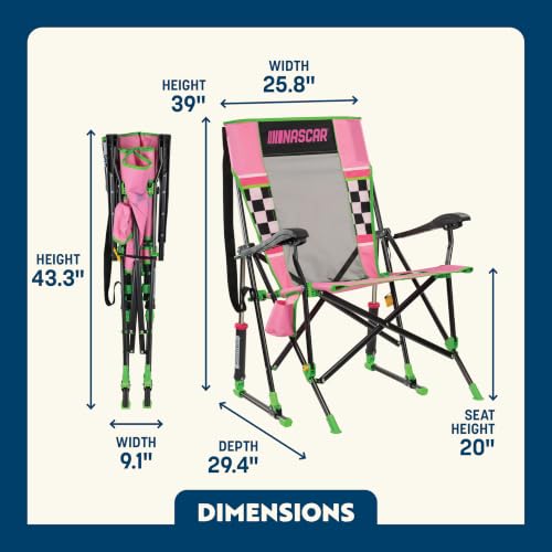 GCI Outdoor NASCAR Roadtrip Rocker Pink Camping & Sideline Chair with Drink Holder