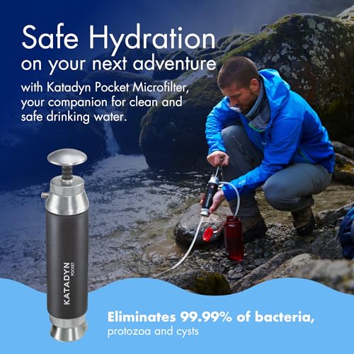 Portable Water Filter Pump for Camping & Hiking - Ceramic Bacteria & Protozoa Removal
