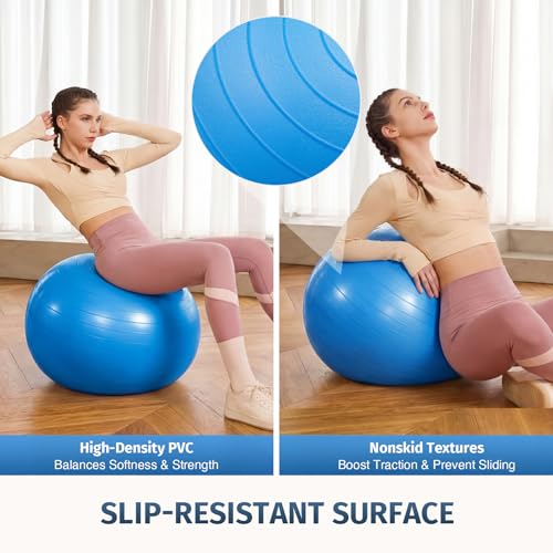 Blue Balance Ball with 55cm Yoga Ball, Resistance Bands & Pump – 23 Inch