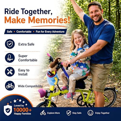 Child Bike Seat Front Mount for Kids 2-6 Years Lightweight & Portable Blue-021