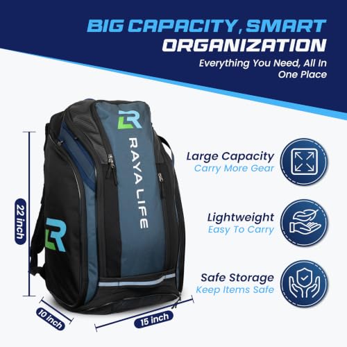 Navy/Black Oversized Waterproof Pickleball Backpack with Shoe Compartment & Fence Hook