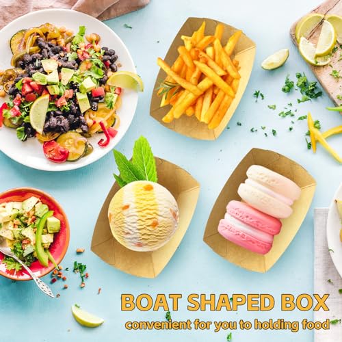 200 Pack Mini Kraft Food Boats - 1/4 lb Nacho & Snack Trays Bulk