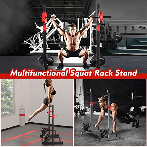 Adjustable Squat Rack with Pull-Up Bar & Dip Station, 550 lbs Capacity Home Gym