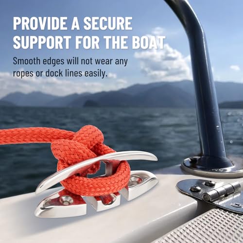 Racewill 4 Pack 5 Inch Marine Folding Steel Dock Cleats with Backing Plates & Screws