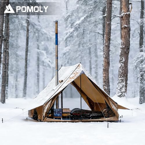 POMOLY Medium Camping Hot Tent Chalet 70 Series with Stove Jack & 2 Poles for 2-3 Persons